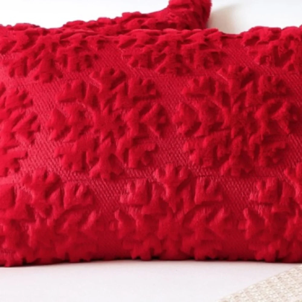 Luxurious Snowflake Red Holiday Throw Pillow Covers 2 Pack